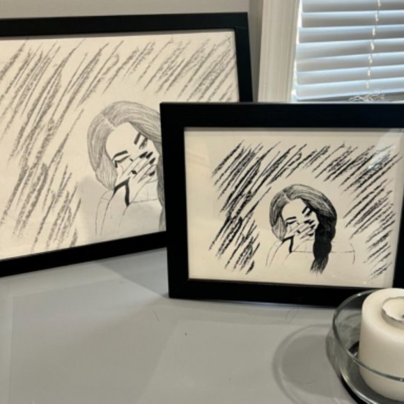 Freehand Sketch of Woman Crying - Picture 6 of 6